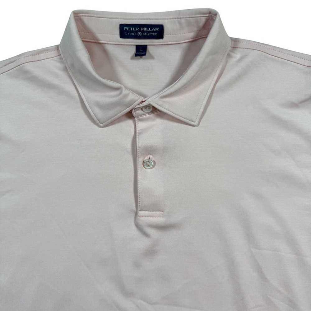 Peter Millar Polo Shirt Mens Large Pink Crown Crafted Performance Spandex - Picture 1 of 8
